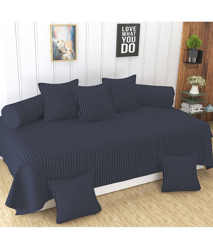 Homefab India Cotton Solid Diwan Set 8 Pcs - Gray