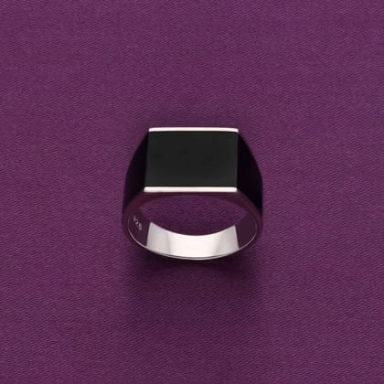 Men’s Rectangle Onyx Silver Ring-None / Silver / US 8 (18.2 mm Diameter)