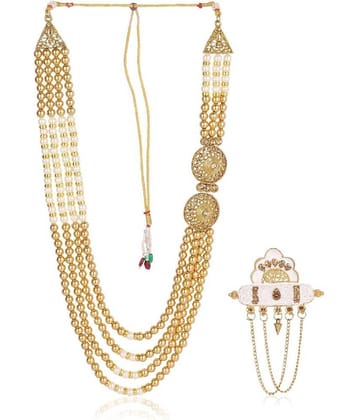 Dulha groom sherwani Necklace/Moti Mala for Men for wedding | Groom Mala and Brooch Set