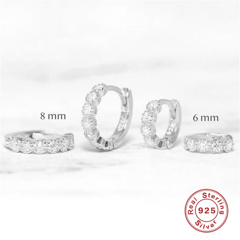 Claw Zirconia hoop - multiple sizes - Pair-6mm / rhodium plated