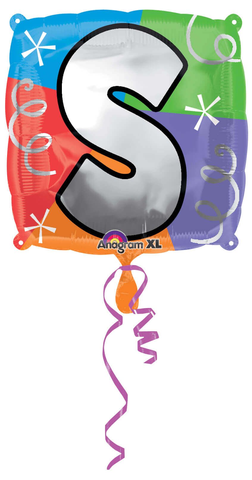 Letter S Quad Shaped Balloon - Helium Quality - 18 inches - 1PC