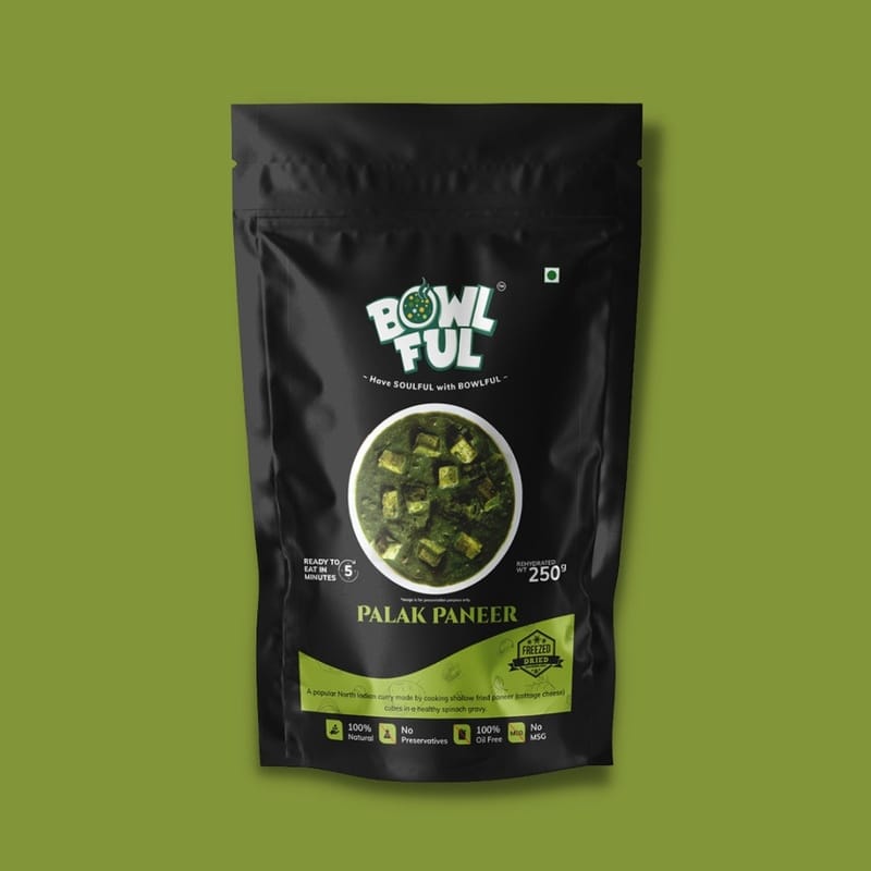 Bowlful Palak Paneer - 50g Net, Spinach Curry with Paneer Cubes
