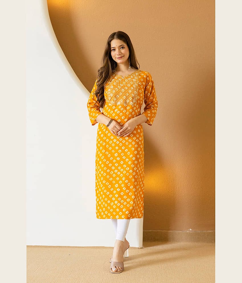 Kapadia Women Rayon Embroidered Straight Kurti ( Multicolor )