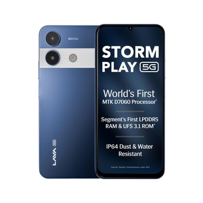 Lava Storm Play 5G (Frosty Blue, 8+8*GB RAM, 256 GB Storage)|India's First MT D7060 Processor with 525k Antutu |50 MP AI Camera | 6.75" HD+ Display (120 Hz) | 5000 mAh Battery |IP64 Dust & Water Proof Lava Storm Play 5G (Frosty Blue, 8+8*GB RAM, 256 GB S