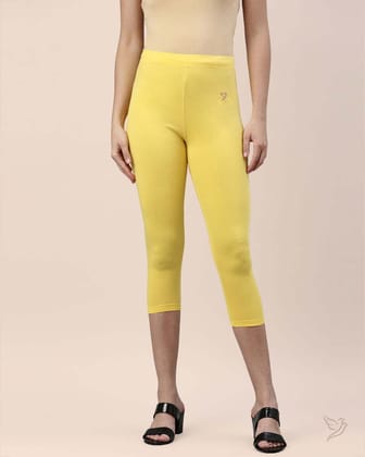Cotton Capri Legging - Mari Gold-S / Mari Gold