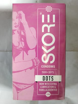 Skore Condoms 1500+ Dots Now with extra Lubrication & Vanilla scented 