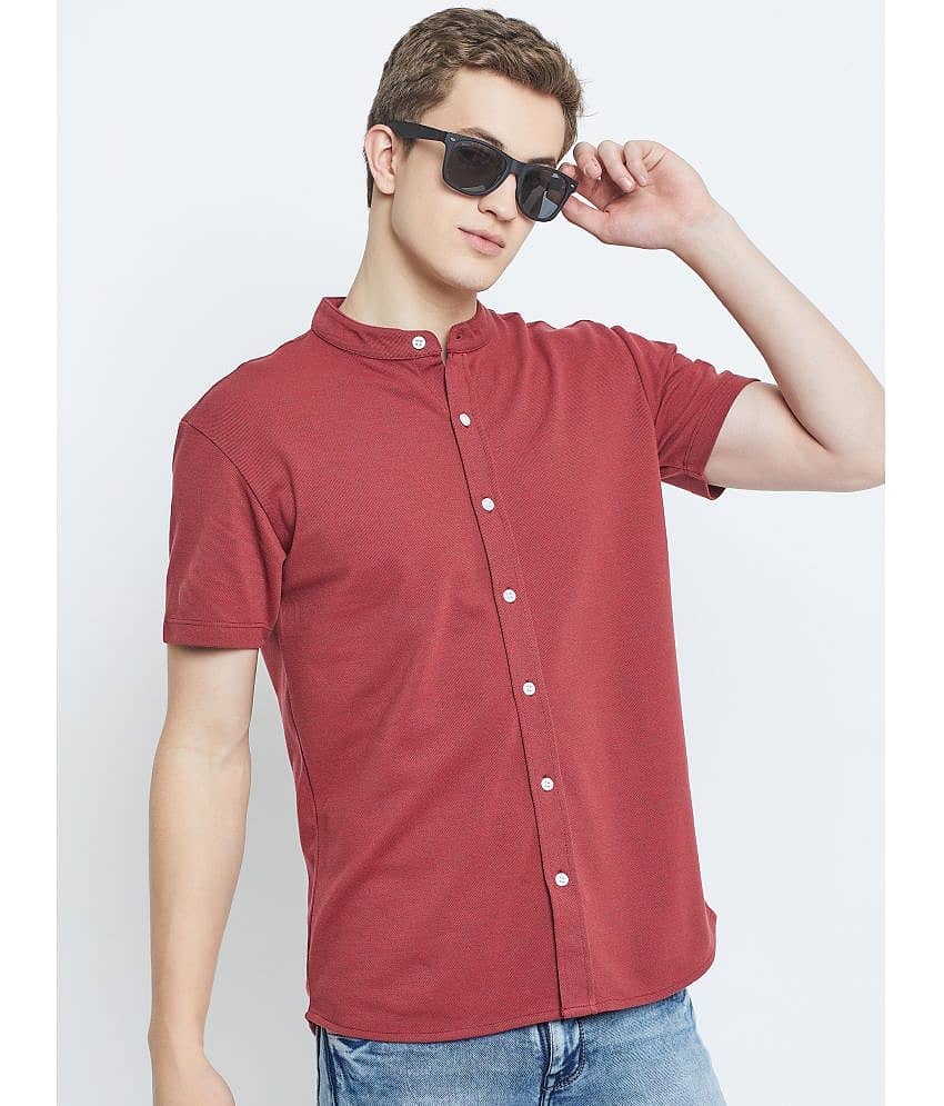 GET GOLF Cotton Blend Regular Fit Self Design Half Sleeves Men's Casual Shirt - Red ( Pack of 1 )