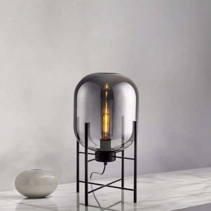 Oda Floor Lamp-Smokey Grey / Polyresin | Metal | Acrylic / H: 16 | L: 8 | W: 8 (Inch)