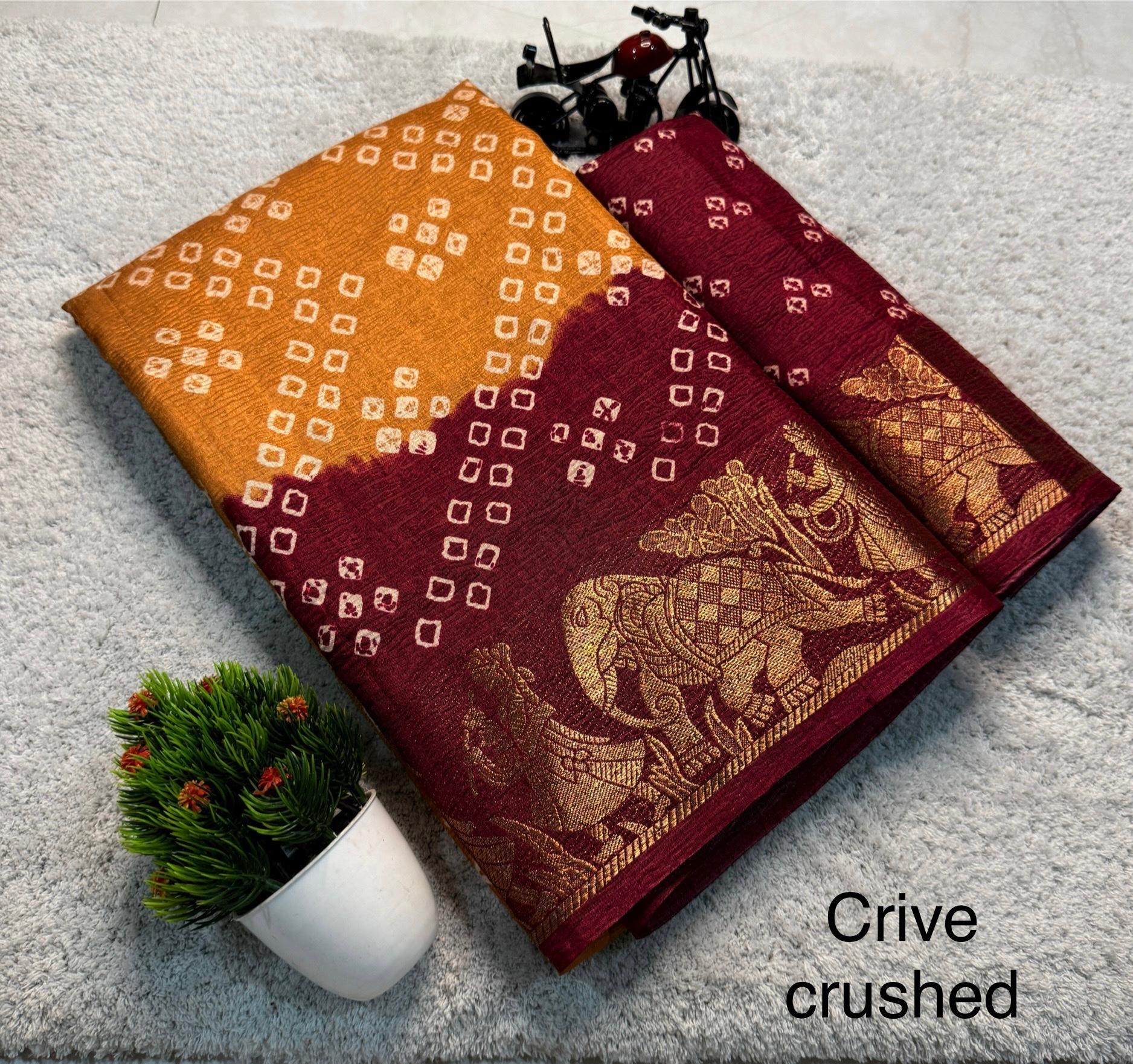 Pure Dola silk with crush all over saree jequrd boder same as original boder only
