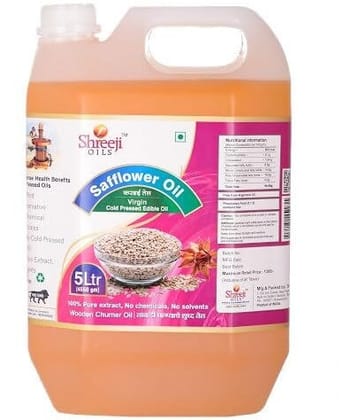Shreeji Oils Safflower Virgin Cold Pressed Edible Oil, 5 L