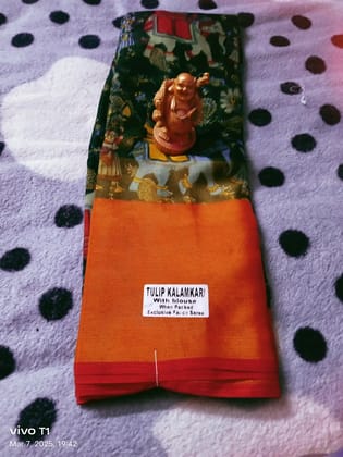 Mehandi Green Kalamkari Silk Saree