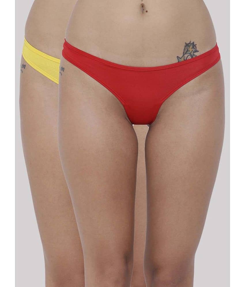 BASIICS By La Intimo Pack of 2 Polyester Solid Women's Bikini ( Multicolor ) BCPSS010B