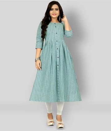 Rangrasiya - Blue Cotton Women's Flared Kurti ( Pack of 1 )