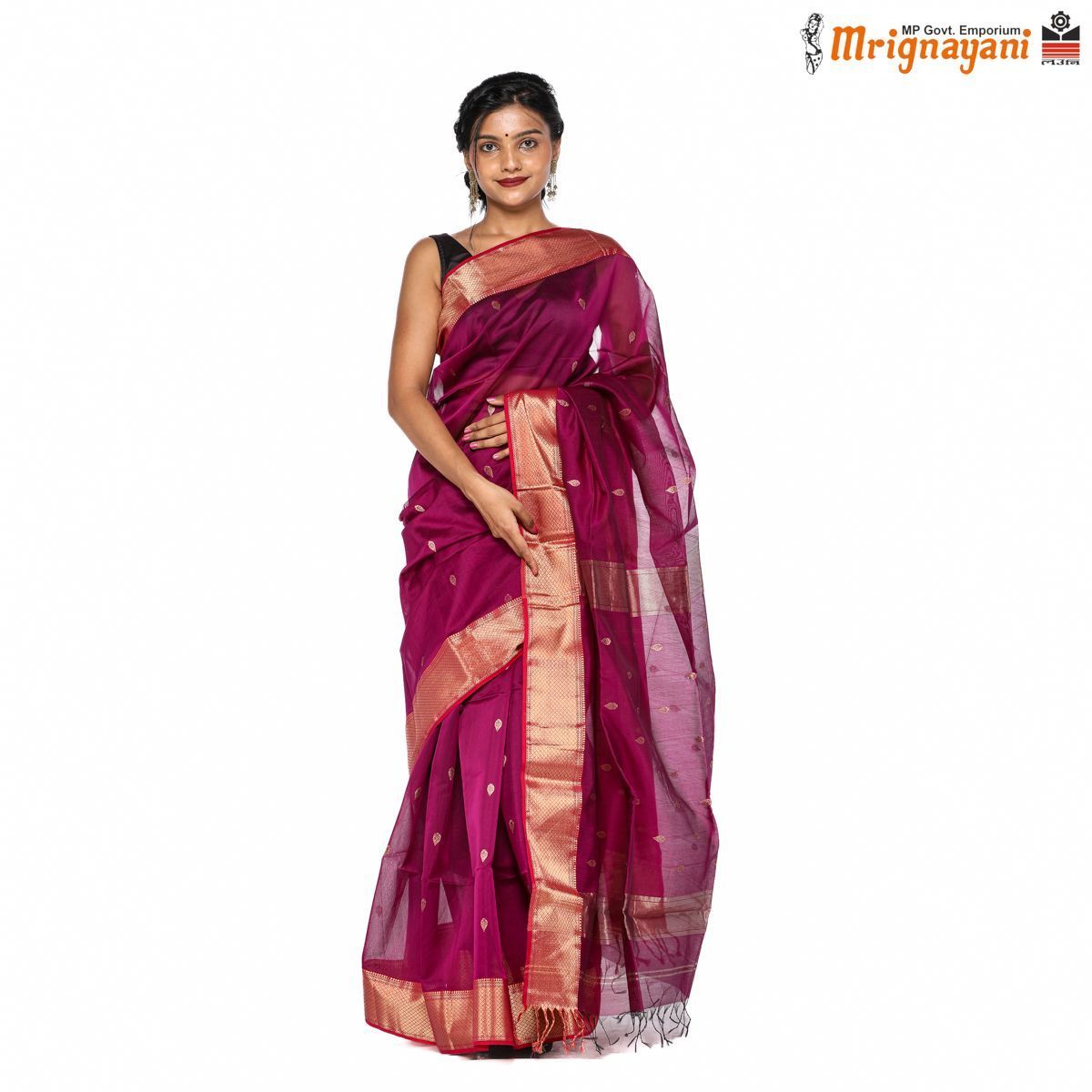 HANDLOOM MAHESHWARI SAREE WITH BLOUSE (SKU - 1SM106250622, SAREE - 1172)