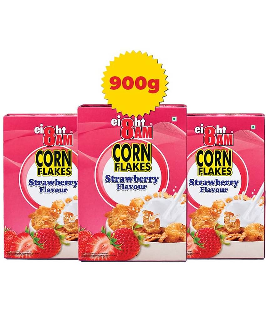 8AM Strawberry Corn Flakes 300 gm Pack of 3