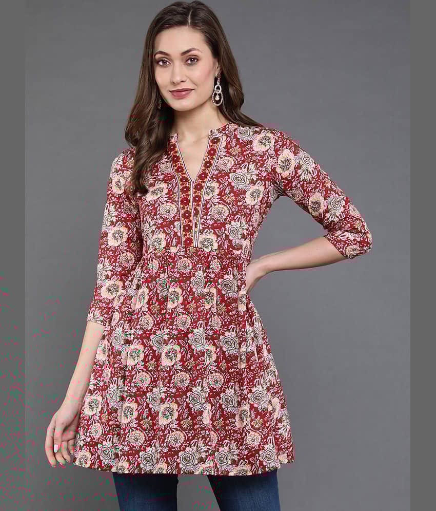 Antaran Women's Cotton Regular Top ( Red )