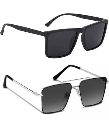 Elligator Black Square Sunglasses ( Pack of 2 )