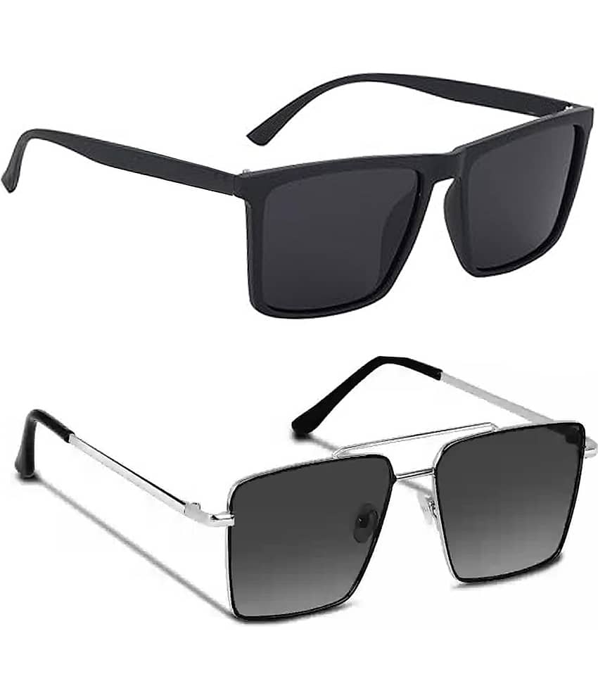Elligator Black Square Sunglasses ( Pack of 2 )