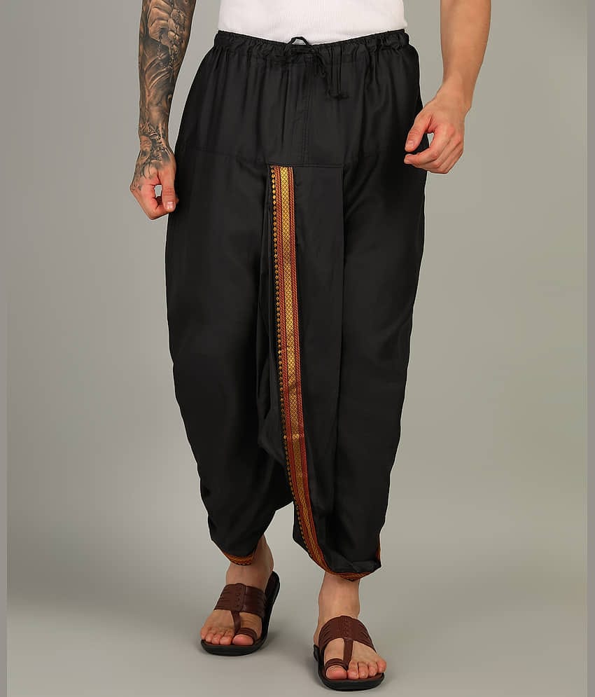 Shyam Handloom Silk Men's Dhoti Black ( Pack of 1 )