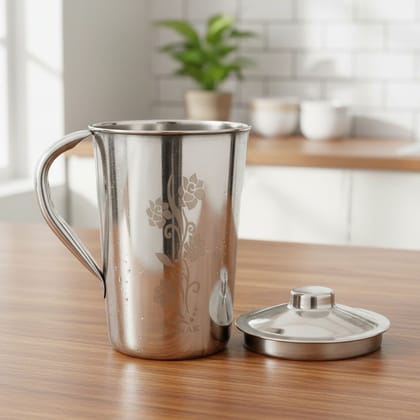 Stainless Steel Water Jug with Cover Lid Serving Pitcher (SMAS073 A)