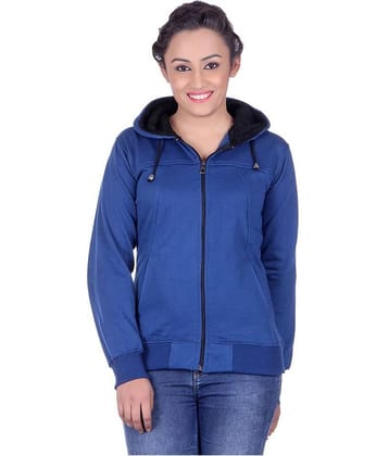 Goodluck Cotton - Fleece Blue Hooded Sweatshirt