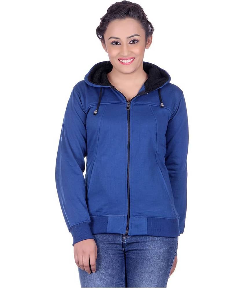 Goodluck Cotton - Fleece Blue Hooded Sweatshirt