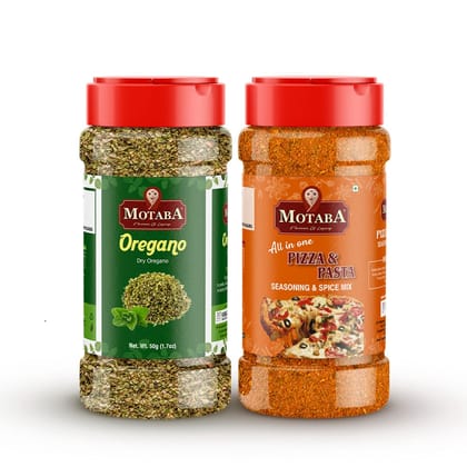 MOTABA Masala All In One Dry Oregano Seasoning Masala Flakes & Pizza-Pasta Seasoning Powder, 50 gm Each - Pack of 2