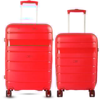 Timus Sunlite Hard Luggage 58cm 68cm Hard Luggage Trolley Bags Combo Set 2 Travel - Red