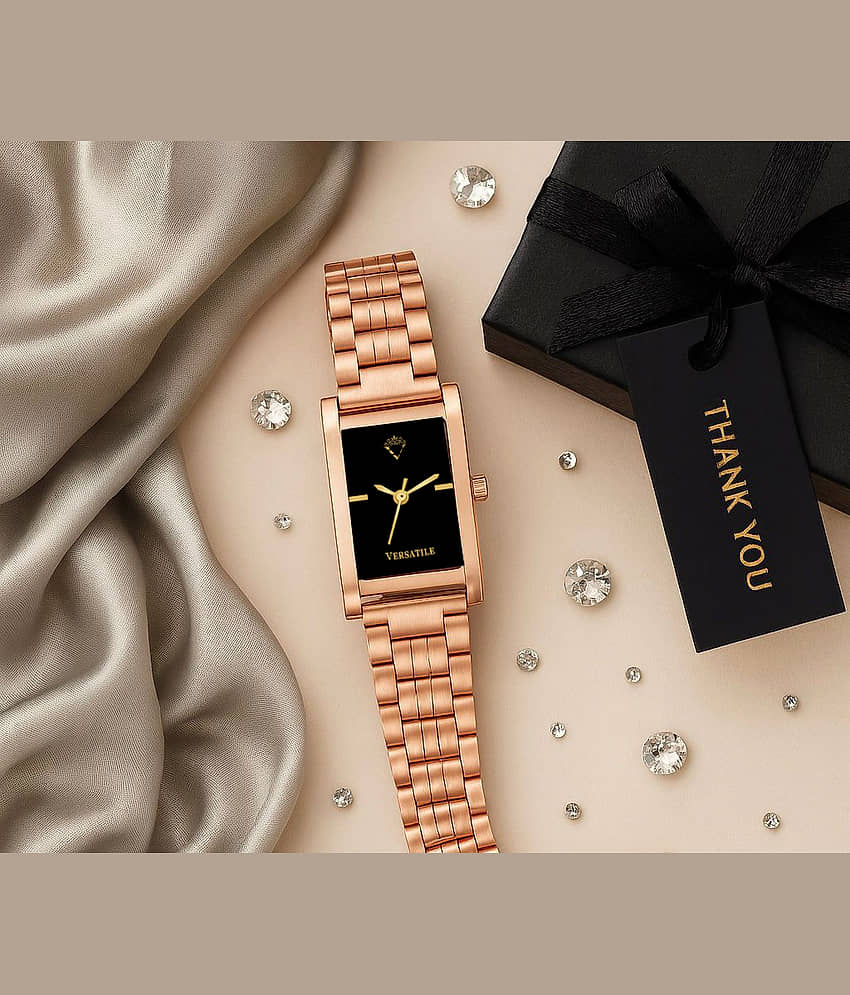 Versatile Rose Gold Metal Analog Womens Watch