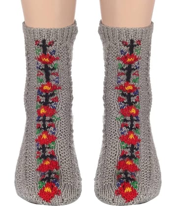 KC Store - Light Grey Woollen  Women's Ankle Length Socks ( Pack of 1 )