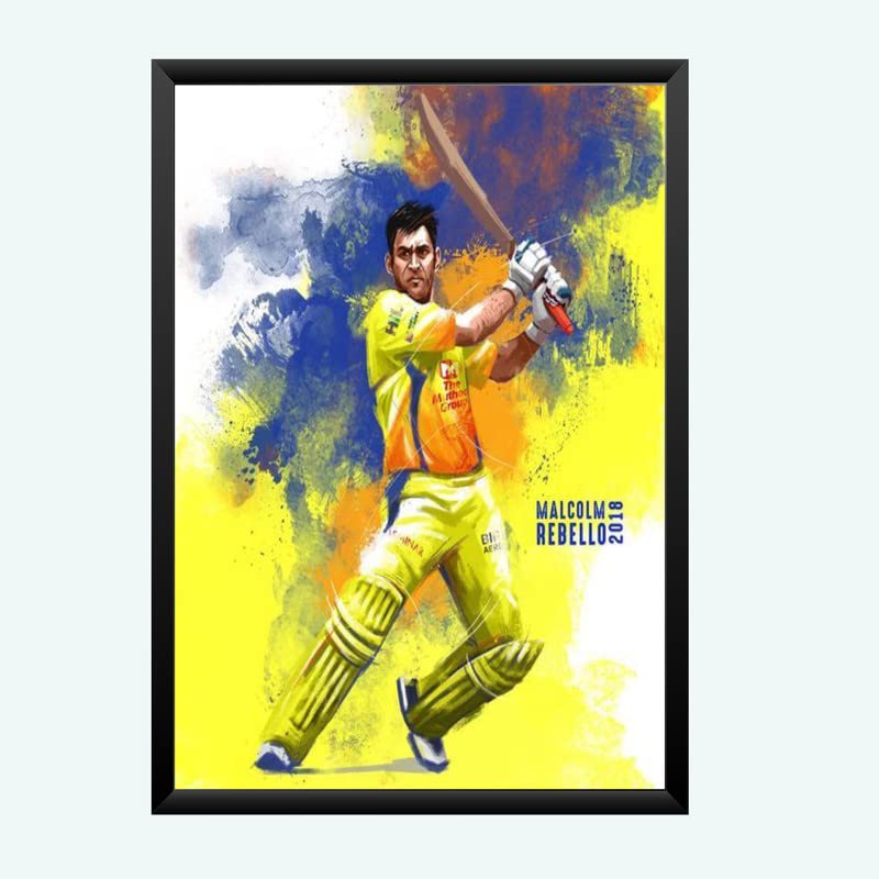 Nokkes Cricket IPL M.S Dhoni CSK Chennai Super King Team Photo Frame 8X12 Inch Size Photo Frame Photo Home Office_msd15