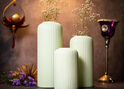 Modern Ceramic Flower Vase Setof 3 pcs(Green)