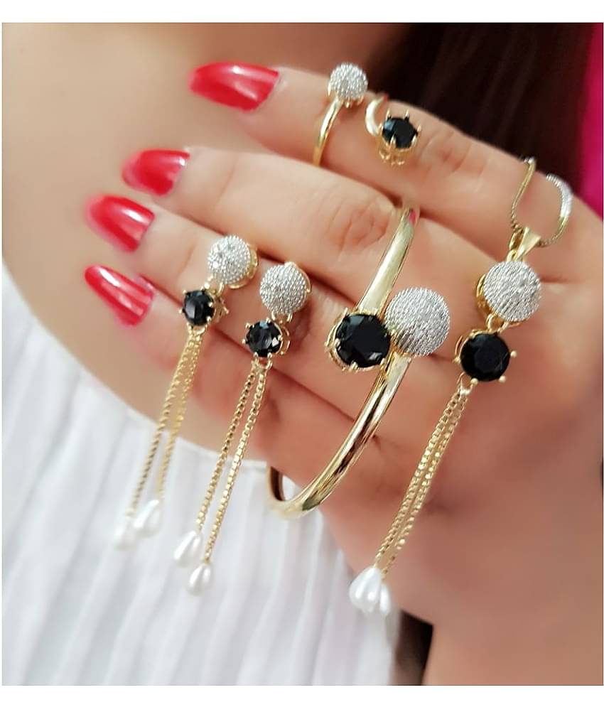 Navya Collections American Diamond Studded Pendant Sent Combo for Girls/Woman