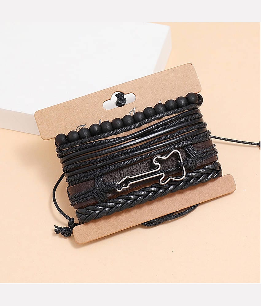FASHION FRILL Black Bracelet ( Pack of 4 )