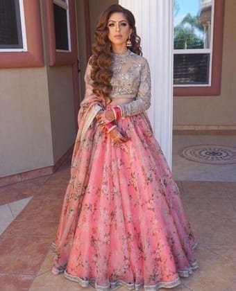Wedding Designer Peach Color Embroidered Semi-stitched Lehenga Choli