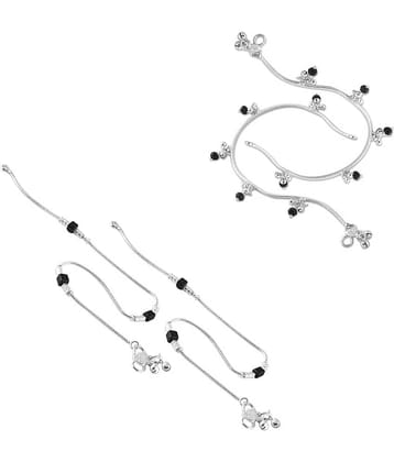 HEER COLLECTION - Silver Anklets ( Pack of 2 )