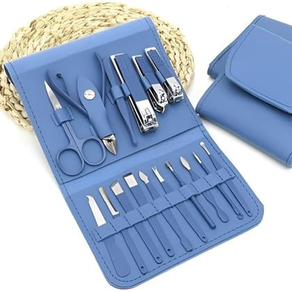 Professional Stainless Steel 16 in 1 Manicure Set Pedicure Kit For Women Men, Stainless Steel Nail Clippers Tools Set For Household, Nail Cutter For Women Nail Scissors Luxury Grooming Kit Cuticle Trimmer & Travel Case (Multicolored)