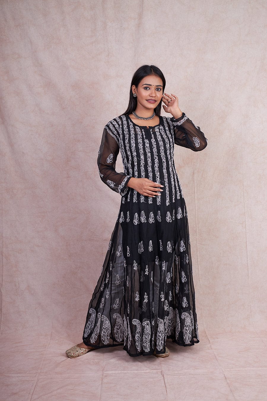 56 Kali Chikankari Anarkali