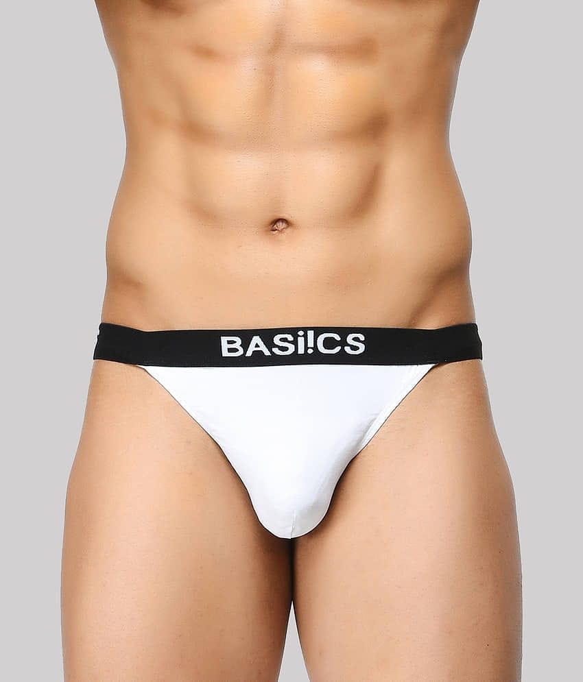 BASIICS By La Intimo Pack of 1 Spandex Thongs For Men's ( White )