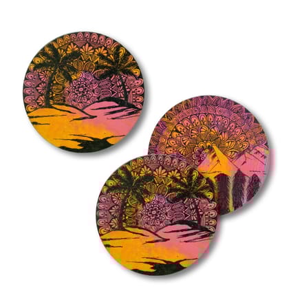 Pen Mandala on Round Tea Coasters with Stand DIY Kit by Penkraft