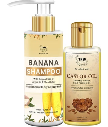 TNW - The Natural Wash Castor oil and Banana Shampoo For shiny hair Shampoo 300ml mL Pack of 2