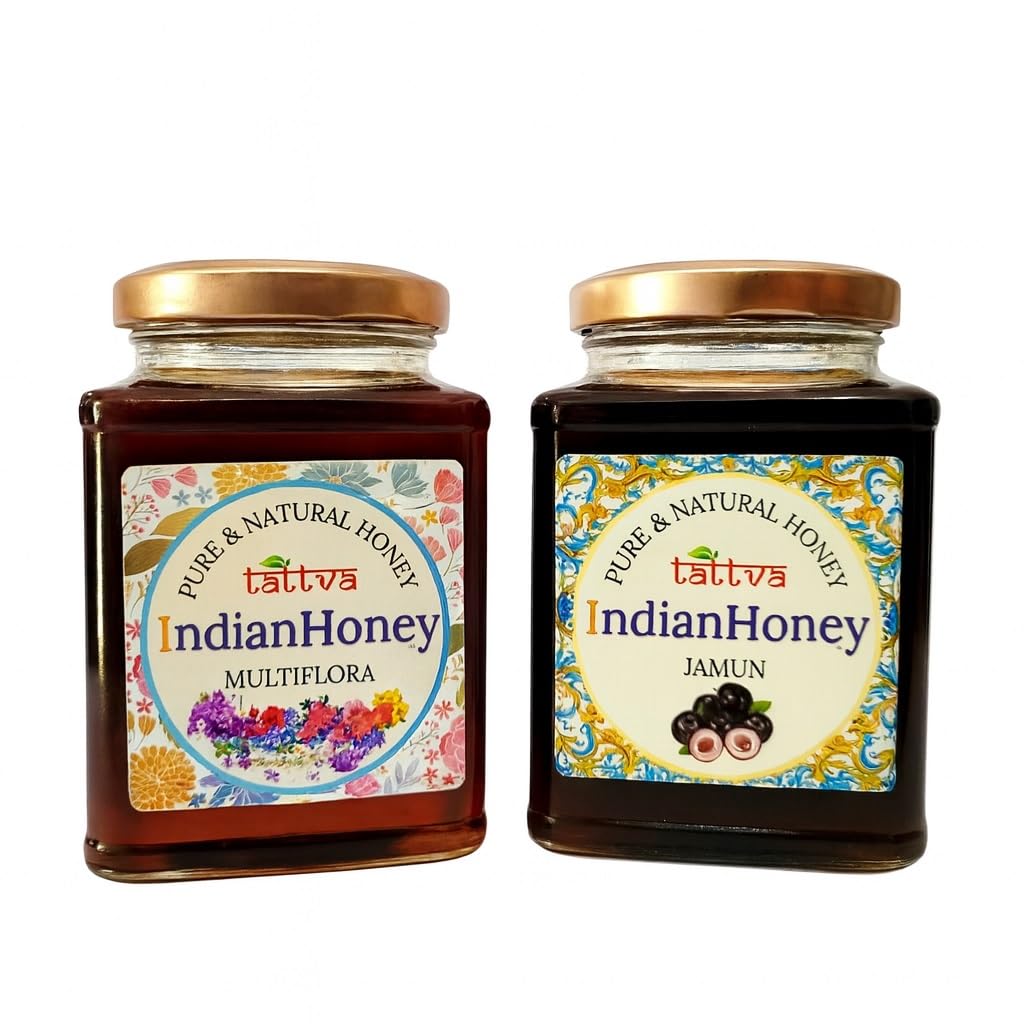 IndianHoney Himalayan Multiflora & Jamun Honey Combo (Pack of 2) | Pure & Natural | 1kg (500g Each) | Unprocessed & Unfiltered Natural Sweetener