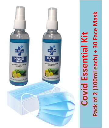 Dr Kleenz Hand Rub Combo Pack (100ml x2) + 30 Face Mask Sanitizers 200 mL Pack of 2