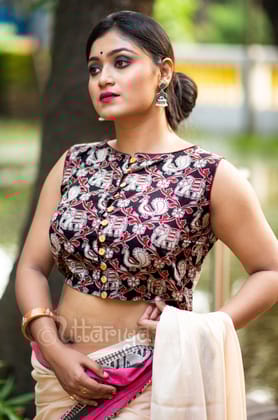 Panushi Black Cotton Blouse-M
