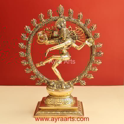 Brass Nataraja Murti Lord Shiv Dancing Statue Idol - 13 Inch Height