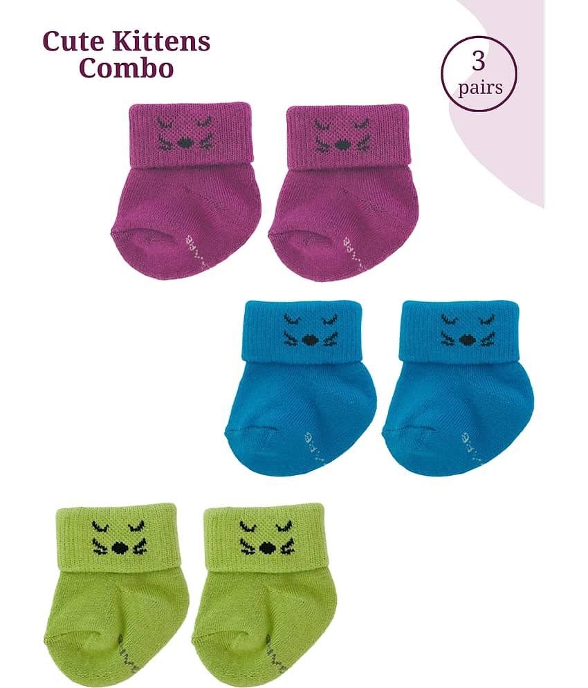 AIR GARB Pack of 3 Baby Boys Cotton Ankle Length Socks ( Multicolor )