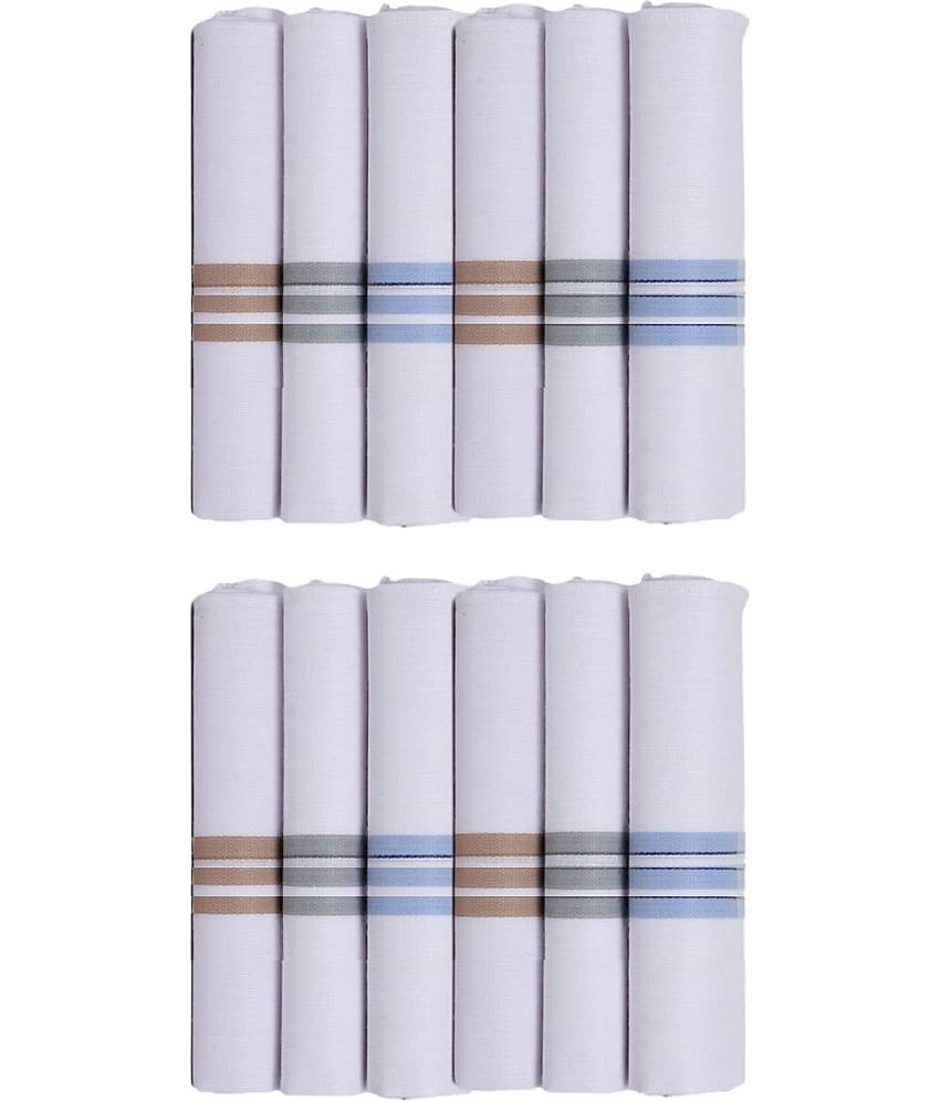 PENYAN - White Cotton Men's Handkerchief ( Pack of 12 )