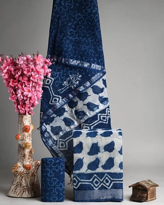 Linen Cotton Suits  Bagru Hand Block Printed Linen Suits With Zari BorderSize:-Top & Dupatta:- Linen Cotton  (2.50+2.50) mtrsBottom :-Cotton 2.50 mtrs