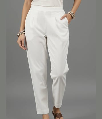 QuaClo Women Cotton Blend Formal Trousers ( White )