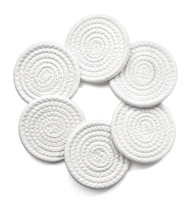 Generic Cotton Rope Drink Coasters 6 Pcs Set (White)-PID66425